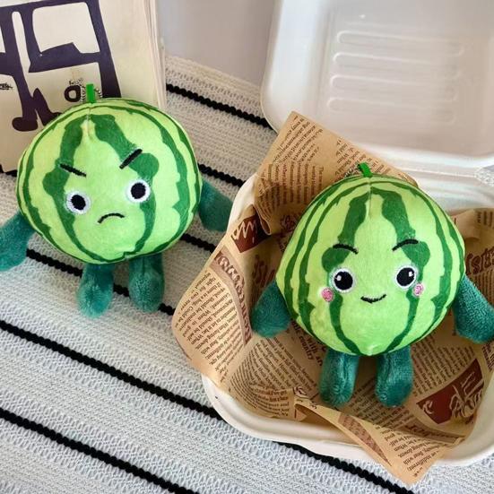 Watermelon Plush Keychain Cute Fruit-Themed Stuffed Toy with Funny Faces Cute Bag Charm Pendant Adorable Gift for Friends Kids