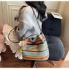 Fashionable Woven Straw Women'S Shoulder Bag Large Capacity Tote Bag Summer Holiday Style Polyester Material Bag