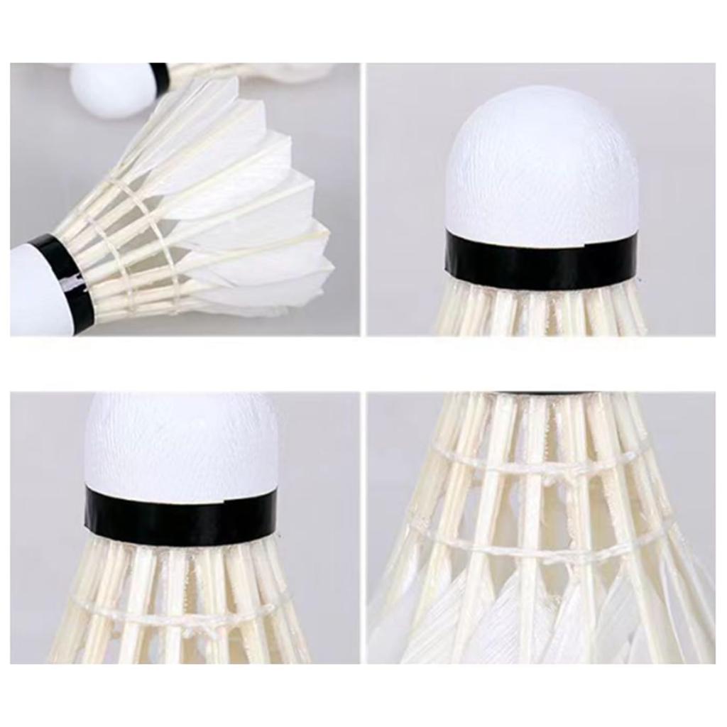 Duck Feather Badminton Shuttlecocks 12 Pack Durable Training Outdoor Sports Set White