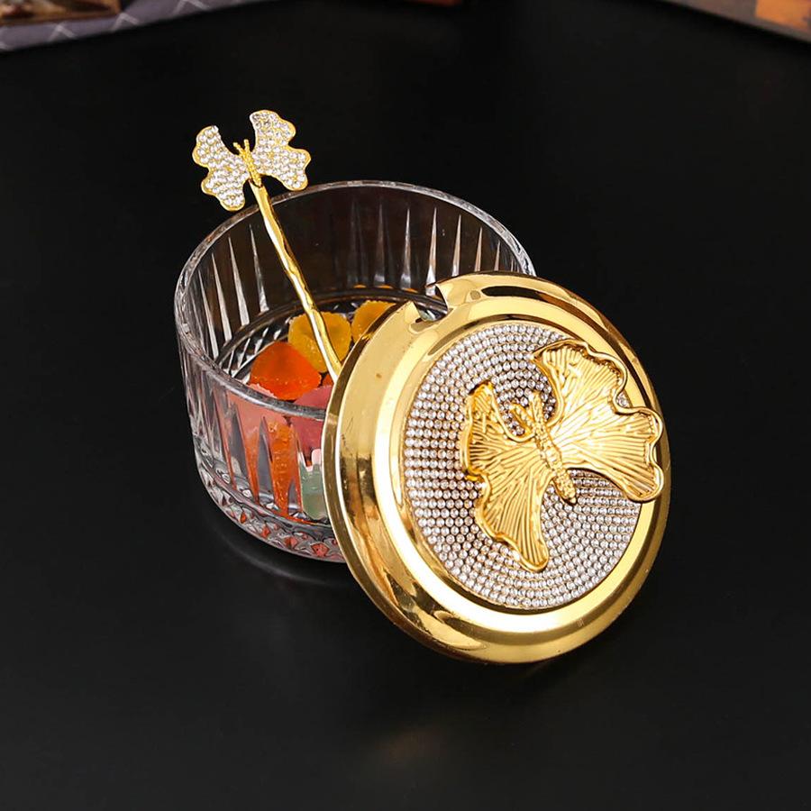 European Butterfly Style Sugar Cup Set, Dried Fruit Seasoning Box with Lid and Spoon, Candy Can Set, Creative Household Storage