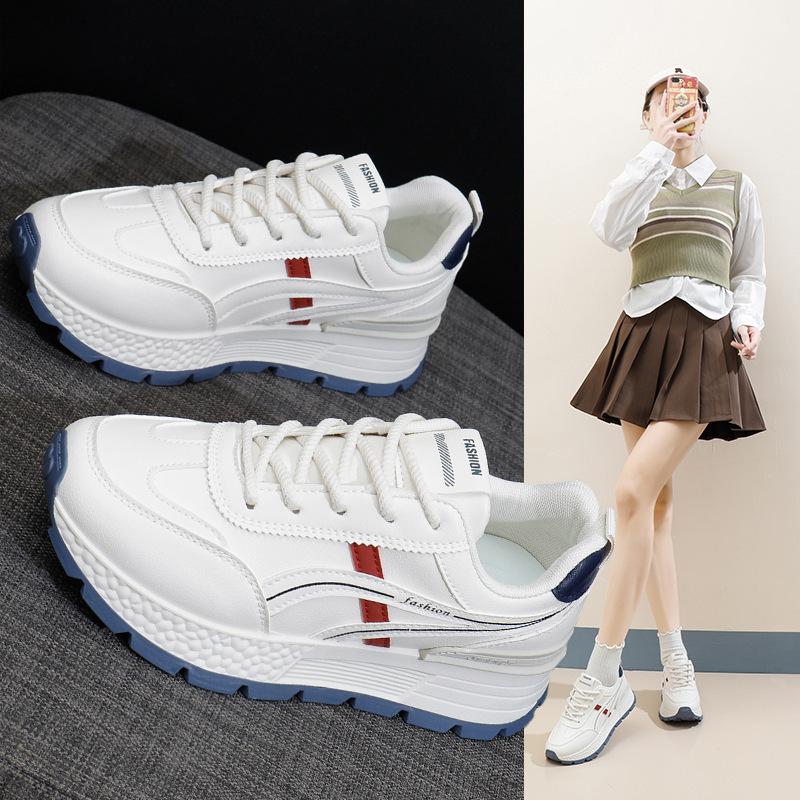 Dámské robustní platformové boty Dad na šněrování, běžecké boty, pohodlné protiskluzové kožené PU boty na chůzi, tenisky, lehké atletické tenisky pro ženy