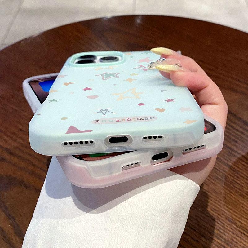 Patterned Matte Frosted Skin Feel Casing PC+TPU 2in1 Stars Printed Protective Cover Soft Back Case