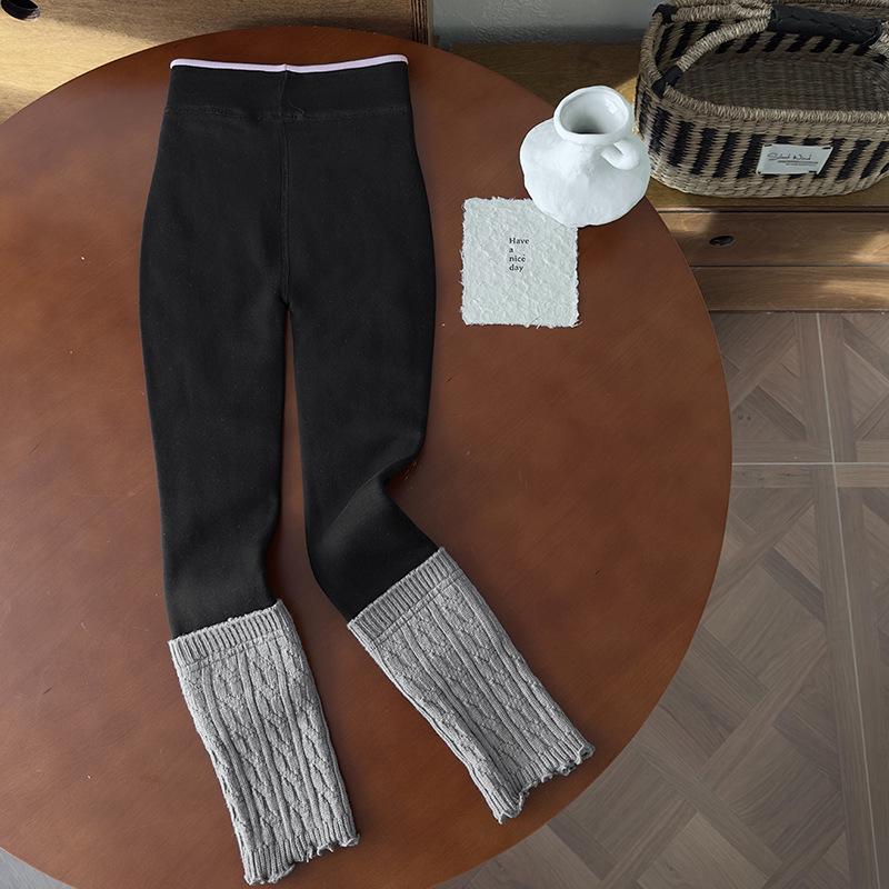 

Серые леггинсы для девочек с флисовой подкладкой: Теплые, Плотные Брюки Длиной Девять Десятых для Осени и Зимы L / Height 105-120cm