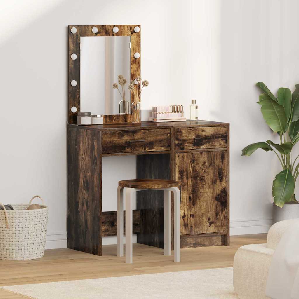 Makeup Table with Door 2 pcs Brown 50 x 41 x 135 cm Particleboard