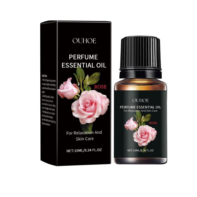 Rose Essential Oil Perfume Aroma Diffuser Long-Lasting Fragrance Hydrating Relaxing Moisturizing Spa Face Hair Body Massage Oil