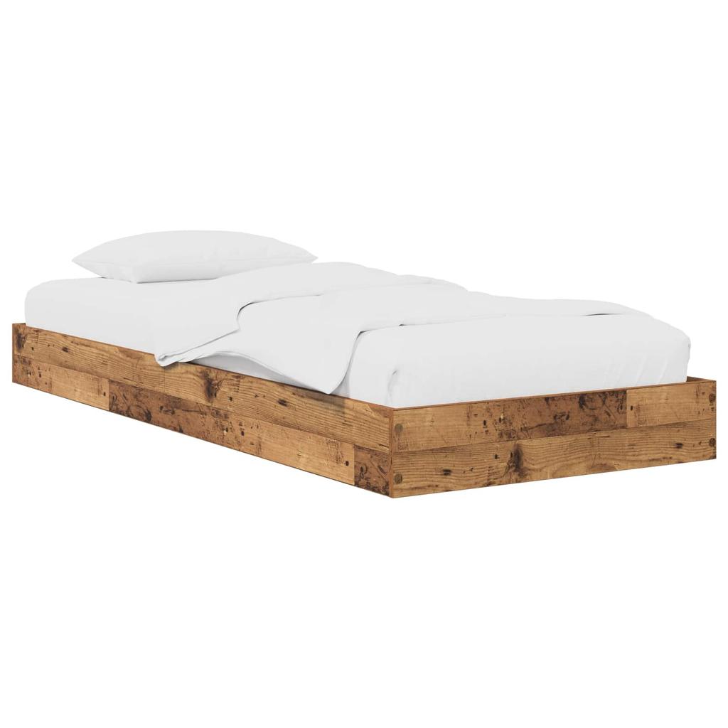 Platform Bed Frame Reclaimed Wood Look 80 x 200 cm Engineered Wood