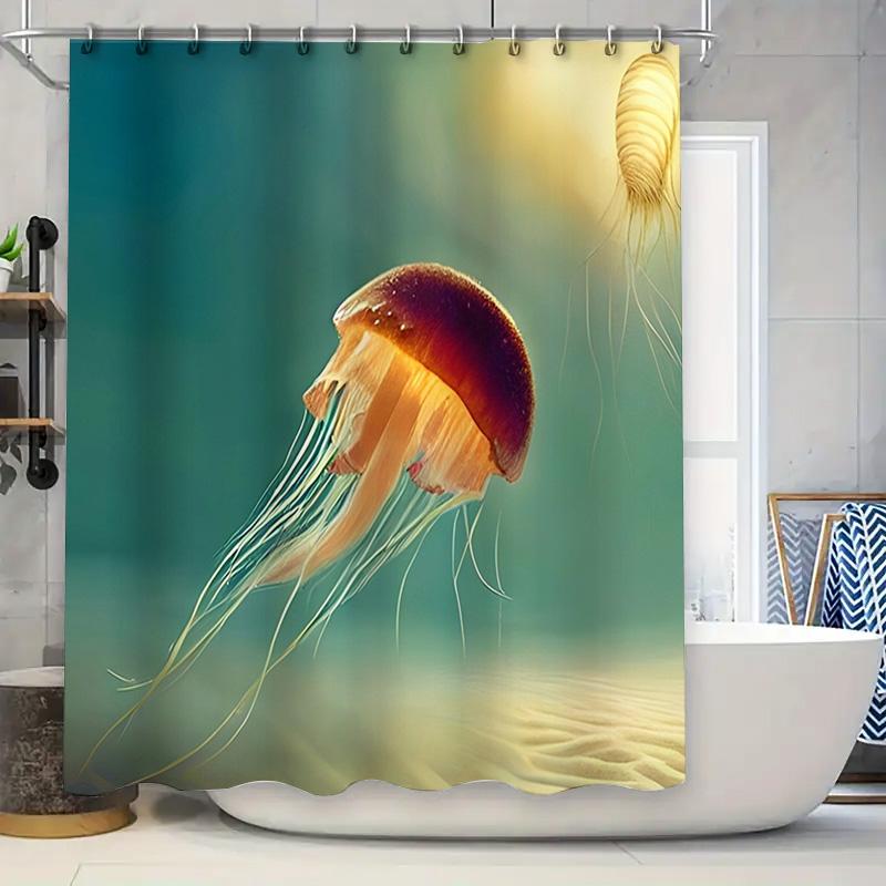 

Sea Urchin Shower Curtain Bathroom Decoration with Soft Pastel Colors for Kids Bathrooms Yellow Green Tone 72X78in (183x200cm) E 90x180cm