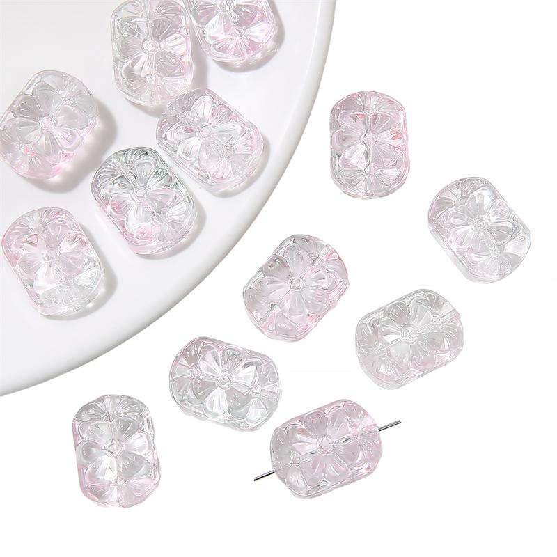 Crystal Glass Beads Double Straight Hole Flower Card Spacers for DIY 10 Pcs