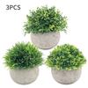 3 Pack Mini Artificial Plants Fake Green Grass Pot Artificial Simulation Plants Sets for Home Kitchen Garden Office