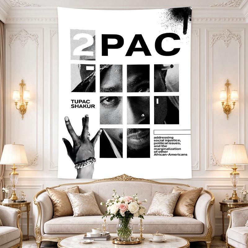 2Pac Tupac Shakur Minimalist Grid Portrait Hand Sign Hip Hop Poster