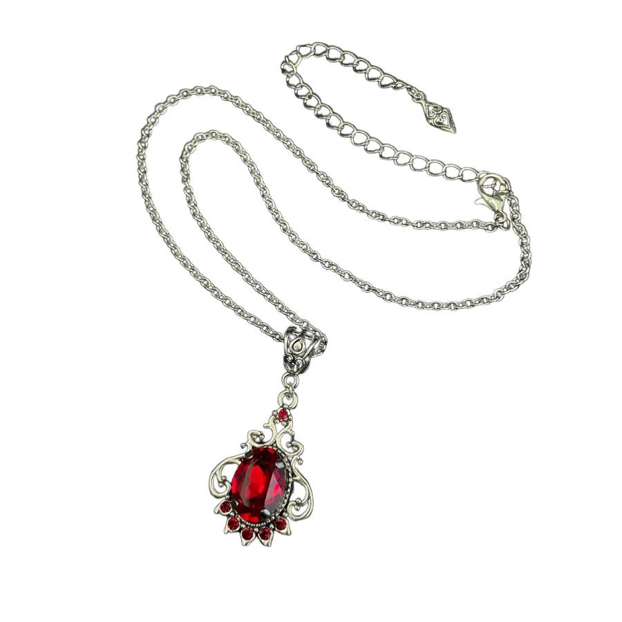 New Gothic Red Quartz Crystal Pendant Necklace for Women Vampire Style Engagement Jewelry Punk Vintage Jewelry Luxury 2026