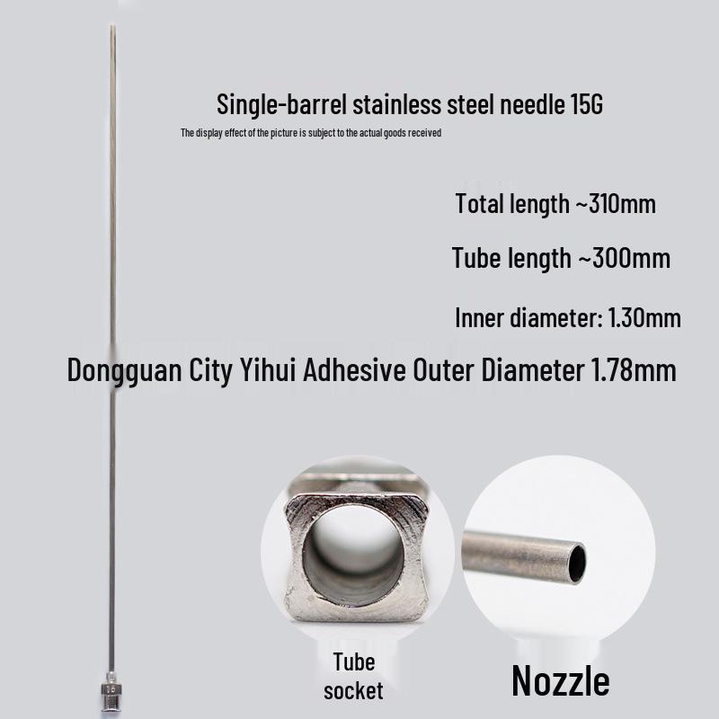 Stainless Steel 310mm Flat Tip Glue Dispensing Syringe with Sharp Needle