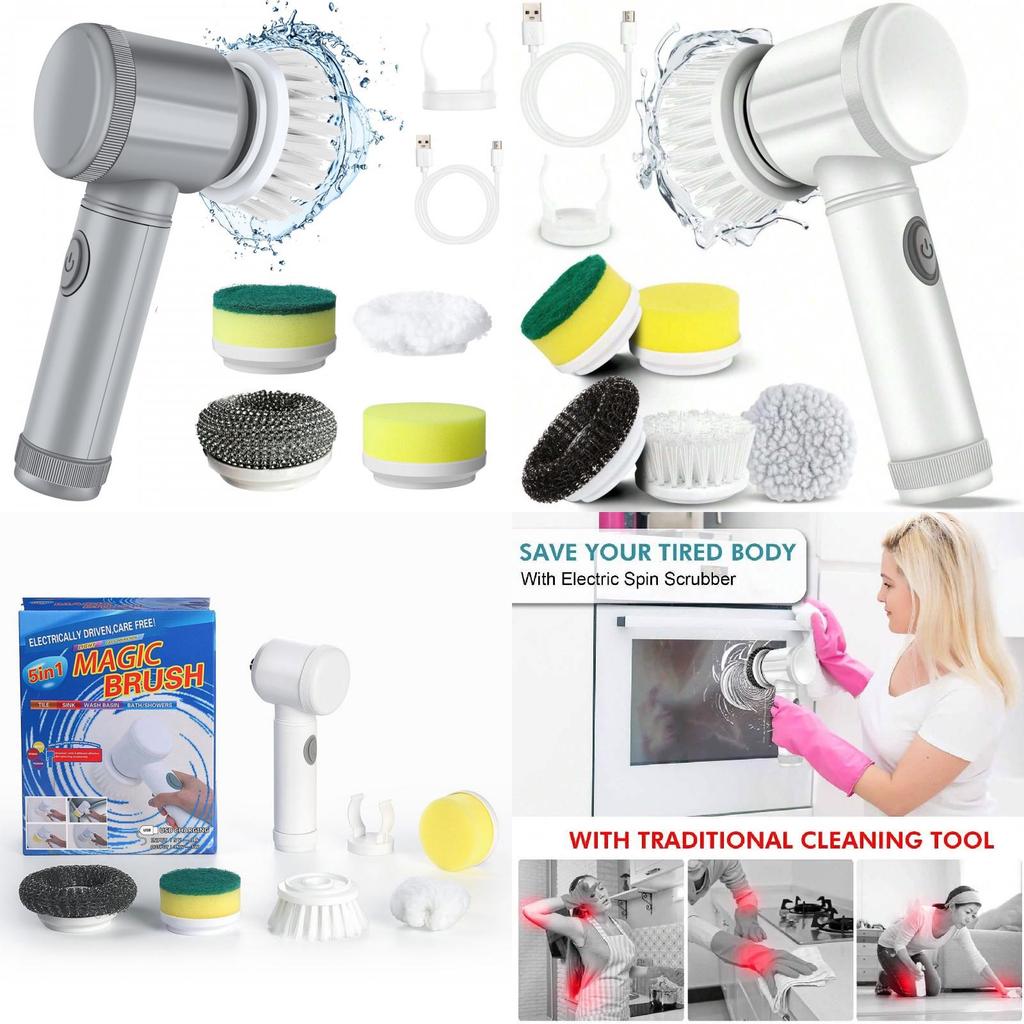 Compact Electric Cleaning Brush Designed For Efficient Cleaning In Kitchen And Bathroom