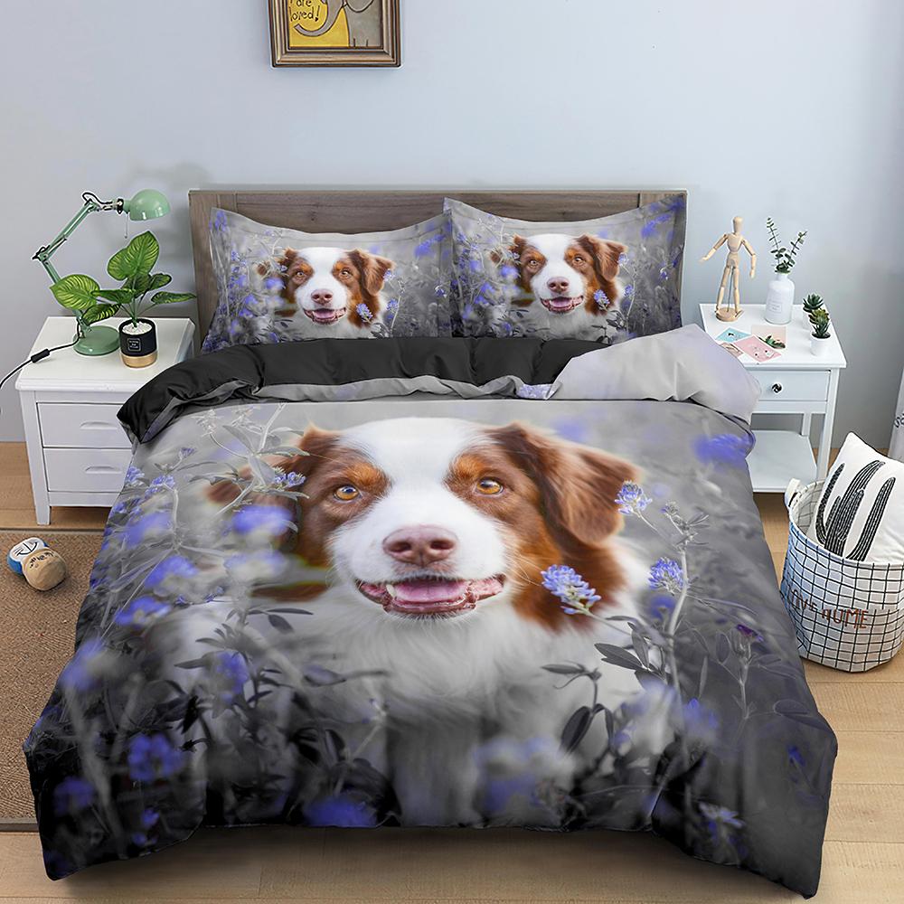 Dog Duvet Cover Set Golden Retriever Queen Size Bedding Set For Boys Girls Microfiber 3D Pet Themed Animal Funny Dog Quilt Cover
