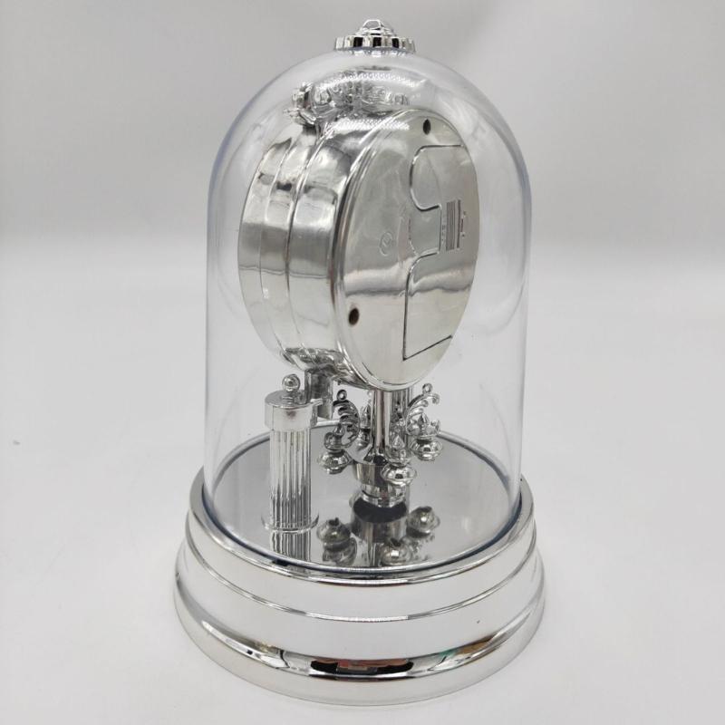 Europäische Retro-Tischuhr Antike Runde Leise Wecker Schreibtischuhr mit Klarer Uhrenabdeckung für Schlafzimmer Wohnzimmer Dekorationen