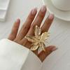 Exaggerated Metal Lily Flower Γυναικεία δαχτυλίδια Κομψό Vintage Ρυθμιζόμενο Ανοιχτό Δαχτυλίδι OL Γυναικεία Δαχτυλίδι Δαχτυλίδι Δάχτυλα Αξεσουάρ κοσμημάτων