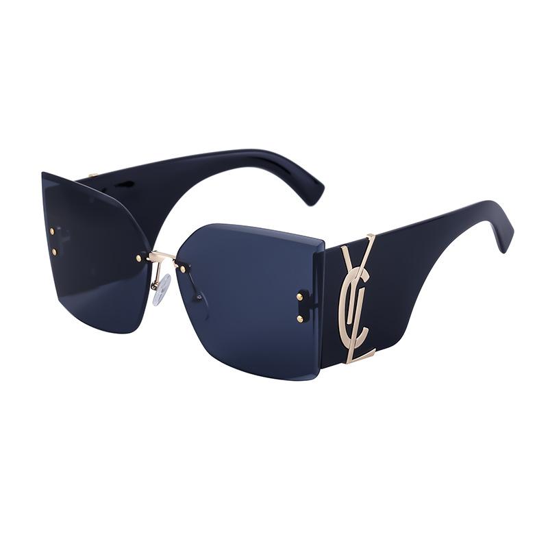 Nuovi Occhiali da Sole alla Moda Cool Donna Marca di Lusso Lettere Montatura Oversize Vintage Senza Montatura Occhiali da Sole Donna Quadrati Grandi UV400