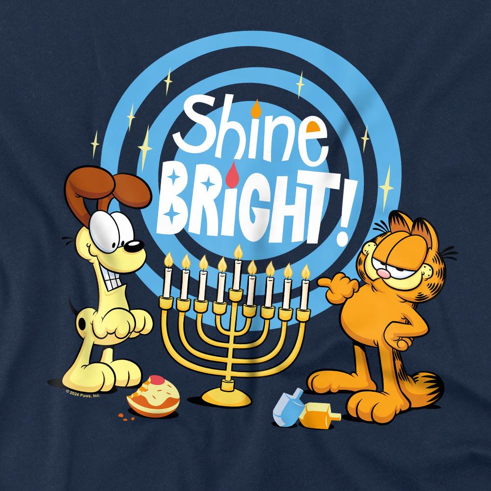 Garfield Mens Shine Bright For Hanukkah Odie T-Shirt
