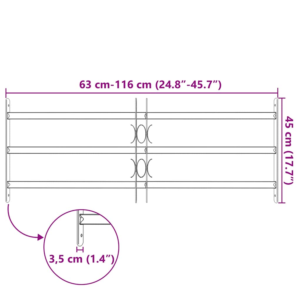 Vidaxl Krata Na Okno Z Regulacją, 3 Metalowe Pręty, 700-1050 Mm