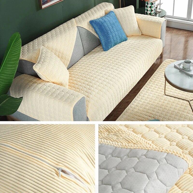 Tjock plysch soffhandduk Europeisk universal sofföverdrag Halkbeständigt sofföverdrag Soffhandduk för dekorkudde i vardagsrummet