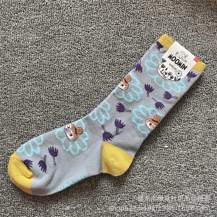 Calzini di Cotone alla Moda Moomin Cartone Animato a Metà Polpaccio - Stile Quattro Stagioni One Size (36-40)