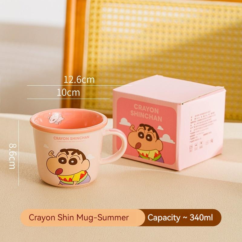 Crayon Shin Chan Mok Mokerk Co-Branded Anime Melkschaalbeker 340ml Schattige Cartoon Ontbijt Keramische Mok Waterbeker Kindercadeau