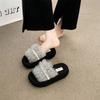 Mesh Thick-bottomed Cool Slippers Women's 2025 Summer Casual Fashion Lace Edge Mesh Yarn Wearing Women's Cool Slippers