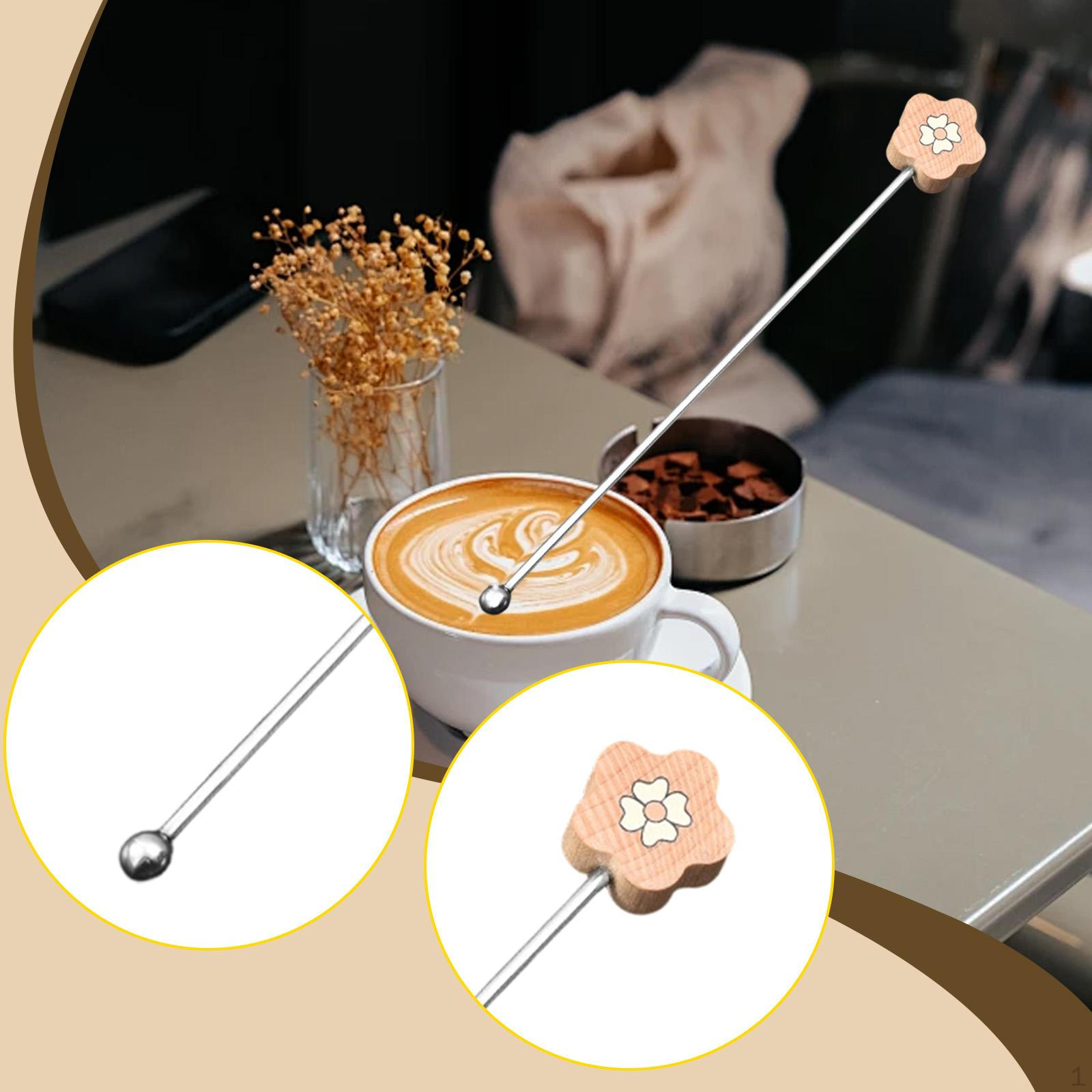 

Coffee Stir Heat Resistant Stainless Steel Drink Beverage Stirring for Chocolate коричневый
