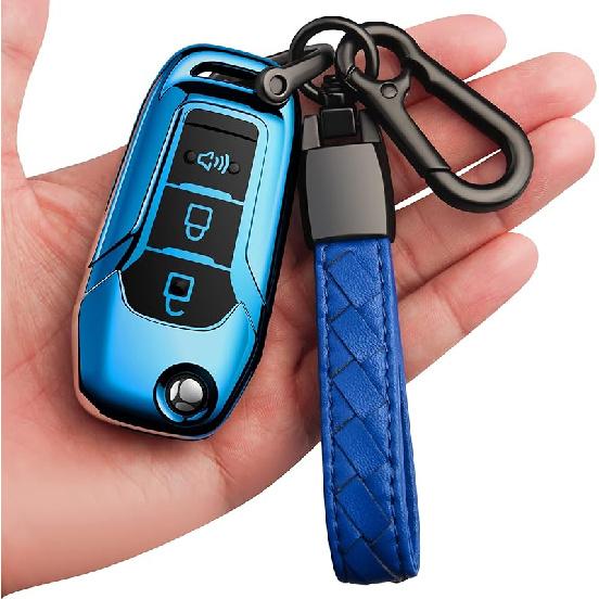 Sindeda Ford Key Fob Cover with Keychain, Soft Full Protection Key Shell, Compatible with Ford F150 F250 F350 F450 F550 Explorer Ranger Escape, Red