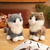 Cute Simulated Sitting Cat Pendant Doll Plush Toy Stuffed Soft Animal White Black Kitten Keychain Doll  Birthday Gift