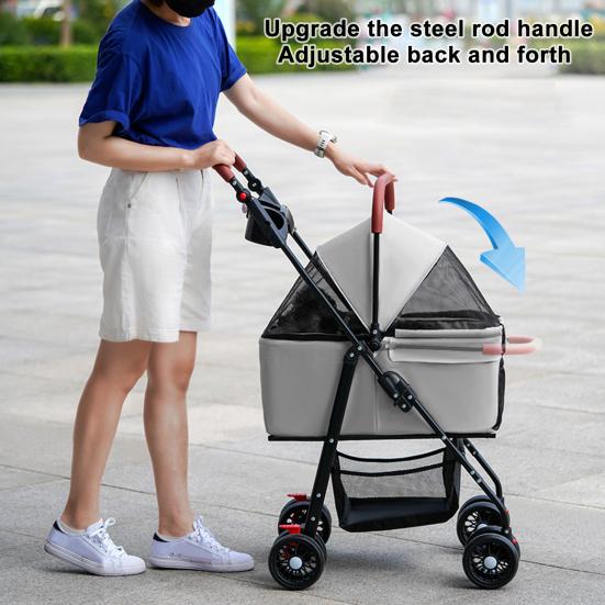 Pet Stroller, Folding Dog Stroller, Pet Folding Stroller, 4 Wheels Dog/Cat Puppy Stroller, Travel Carrier for Small/Medium