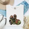 Dackel Hundeshirt Weihnachtsgeschenk für Hunde Damen Vintage T-Shirt Wiener Hund T-Shirt Weihnachten Fan Retro T-Shirt Hunde Grafik Handgezeichnet Motorrad Beiwagen