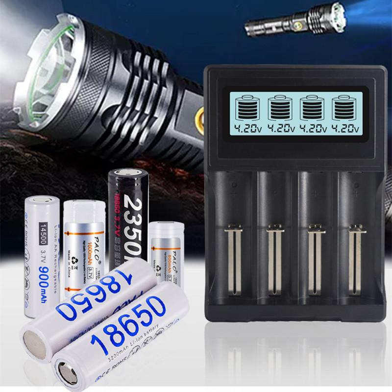 4 Slots USB Smart Lcd Display 18650 26650 16340 Charger for 3.7V Lithium Battery