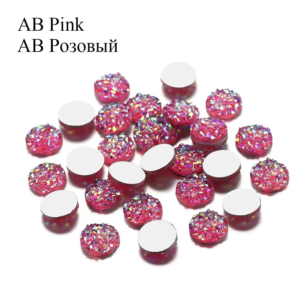 50Pcs/Lot 8mm Mix Colors Natural Ore Style Cabochons Convex Flat Back Resin Half Round Cabochons For DIY Jewelry Making Supplies