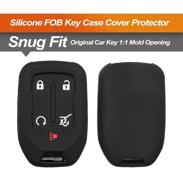 Silicone Key Fob Cover Fit for GMC Acadia Terrain Yukon Sierra Chevrolet Suburban Tahoe Silverado 1500 2500 3500 HD Smart 5 Buttons | Car Accessories