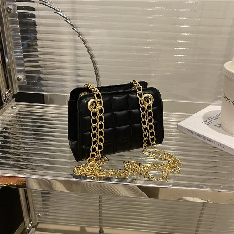 New chain checkered armpit bag women's rhombus shoulder bag trendy retro texture messenger bag