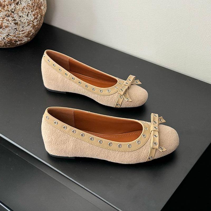 

Fashion lady Butterfly-Knot Metal Ladies Flats Shoes With Height Increasing Footwear Soft Female Shallow Women Flats Slip On Shoes 35 абрикосовый
