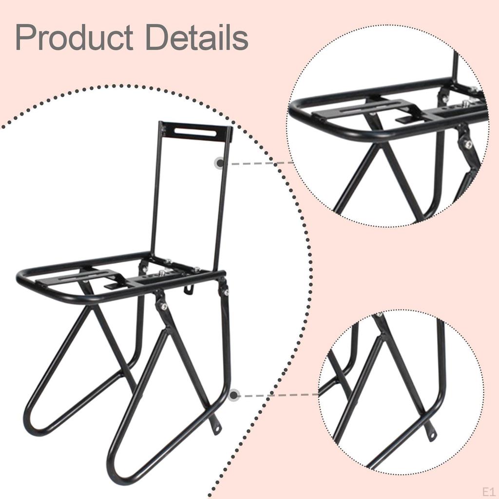 Steel Front Bicycle Rack with Side Guards for Mountain Bikes Sturdy 15kg Capacity