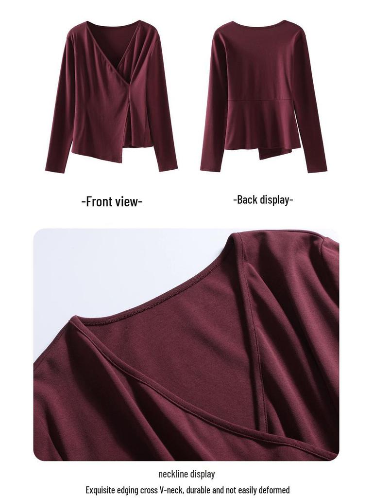 Damska plisowana, nieregularna bluzka z długim rękawem 2025