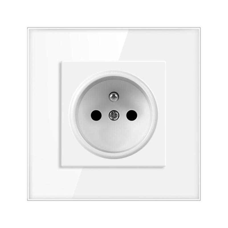 European Standard 86 Type French Socket Wall Power Supply 16A Tempered Glass Panel