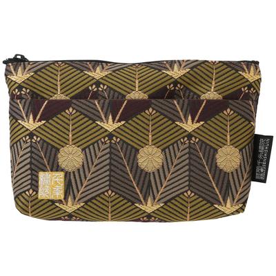 Senshishuin Nishijin Brocade Pouch Purple and Green Tortoiseshell Pine (Lined) (Small)