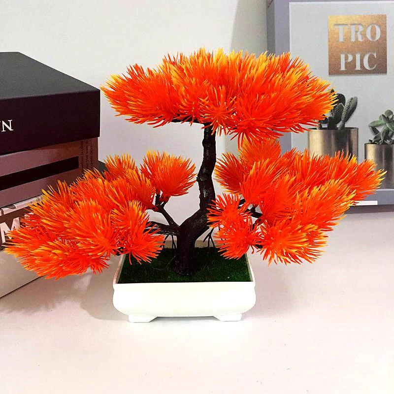 

Plants Simulated Pine Needles Bonsai Artificial Flowers For Indoor Decor OrangeYellow