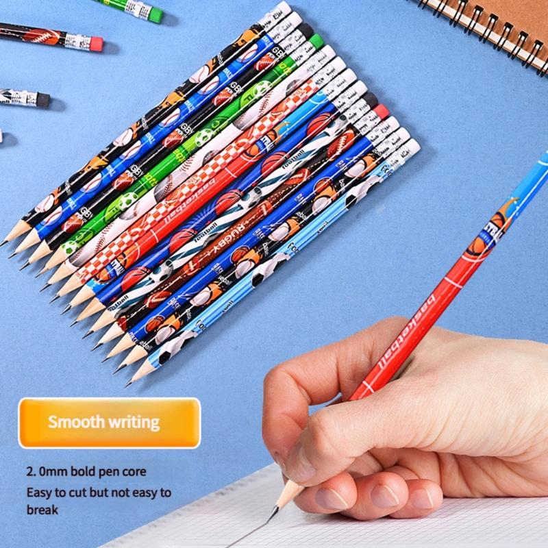 12 Pcs Drawing Pencils Wooden Pencils Writing Pencils Football Themed Pencils School Supplies for Students Teachers