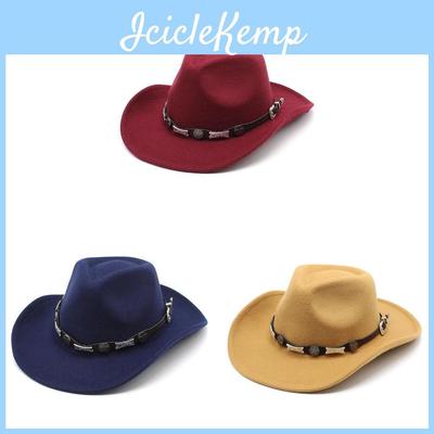 Wool Felt Western Cowboy Hat With Large Brim For Outdoor Travel And Gift For Men Women