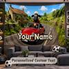 Wall Hanging Tapestry Custom NameShaun the Sheep Pattern Personalized Printed Fabric Wall Decor