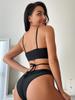 Solid Cut Out Tie Sexy Two Piece Bikini Set Elegant Comfortable Swimwear