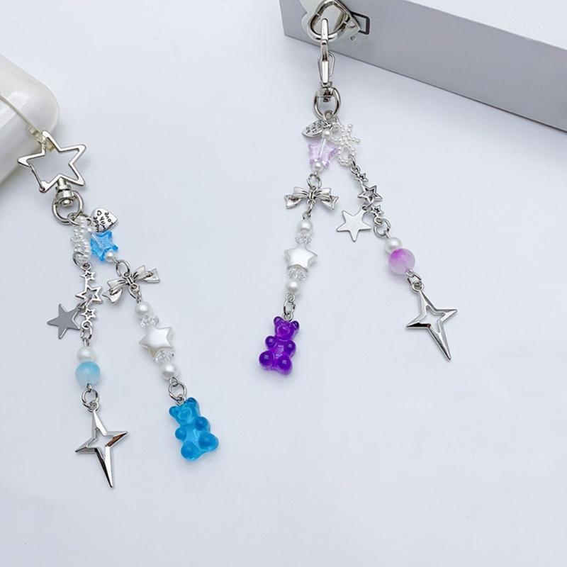 Five-pointed Star Tassels Phone Lanyard Acrylic Bear Pendant Keychain Keyring