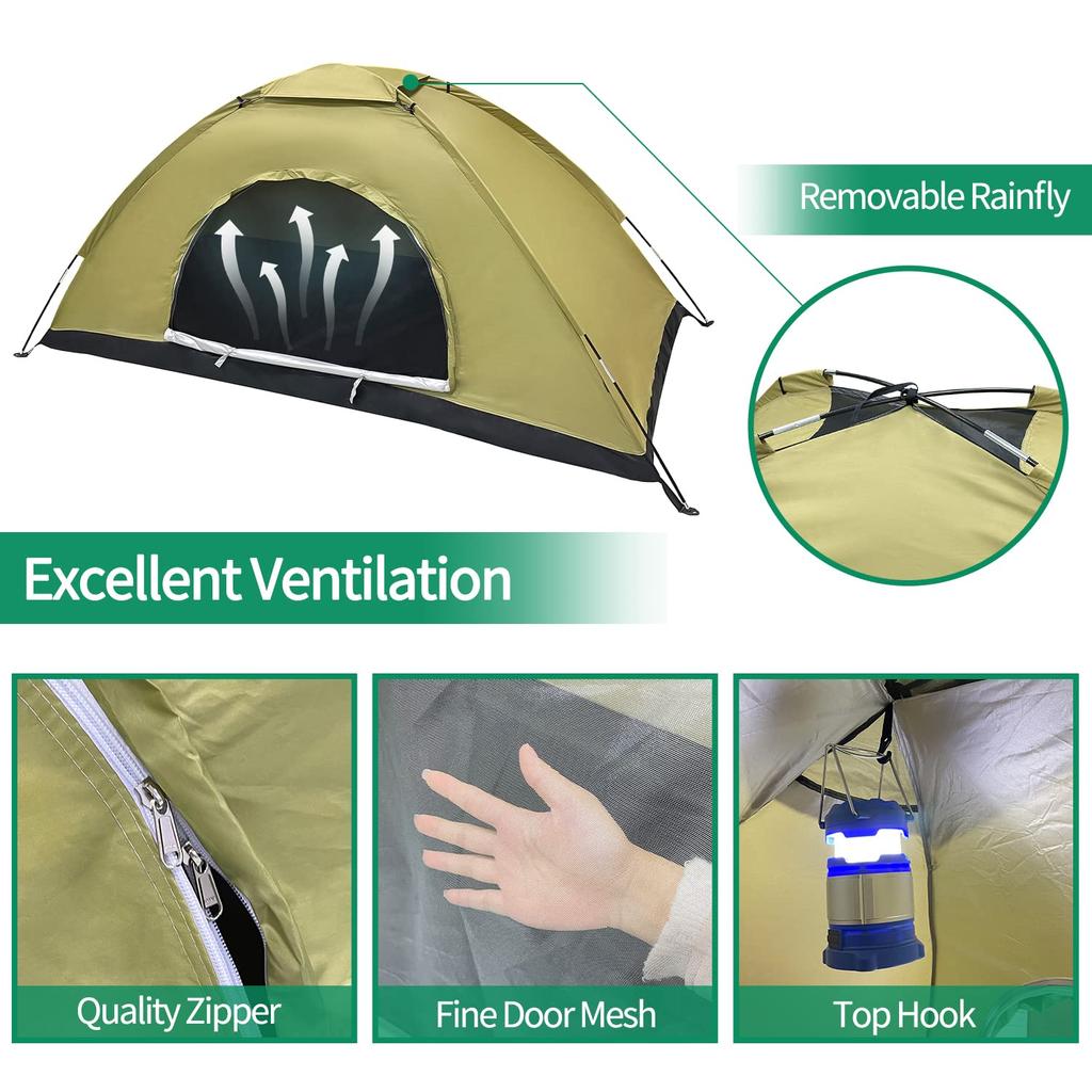 Sutekus Kompaktes Camouflage Campingzelt, Ein-Personen-Zelt, Kleines Zelt für Katastrophenschutz und Notfälle im Freien (Einzelperson, Khaki)