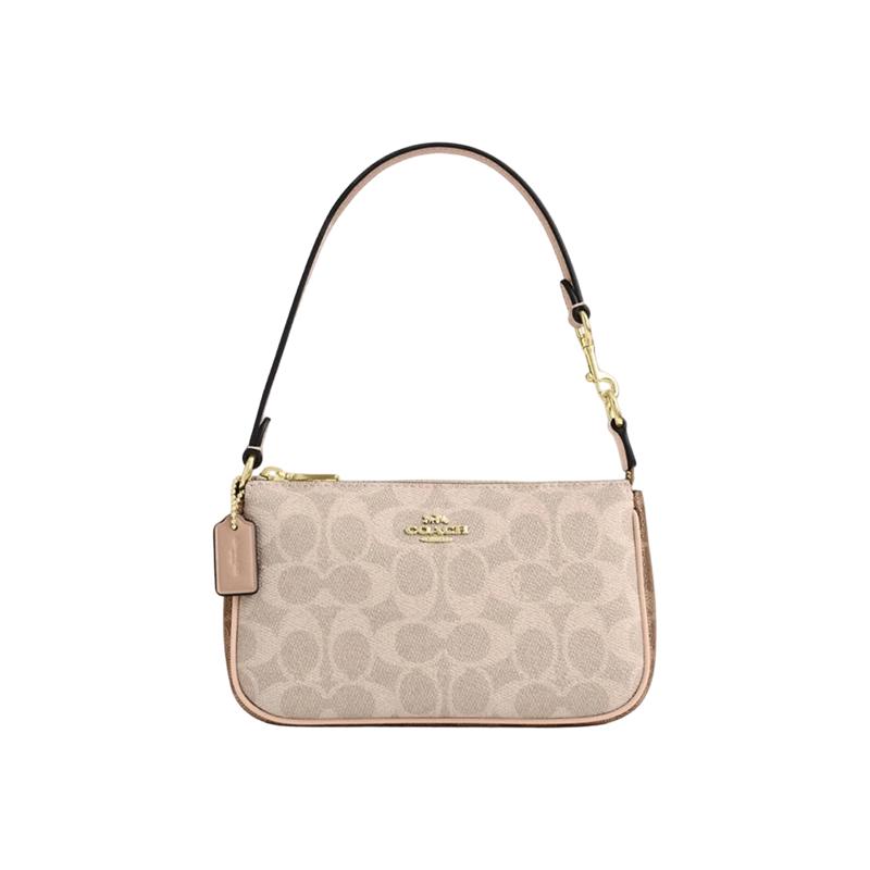 Маленькая сумка на плечо Coach Nolita 19 из канвы с signature-принтом