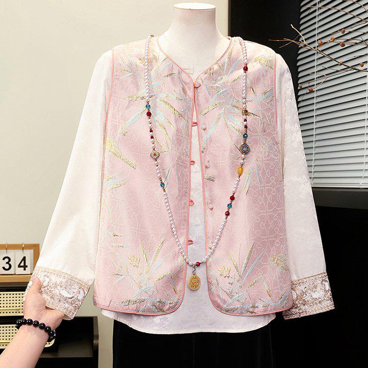 High-End New Chinese Style Women s Spring Sleeveless Vest with Frog Button - Age-Reducing Tang Suit Top 3XL